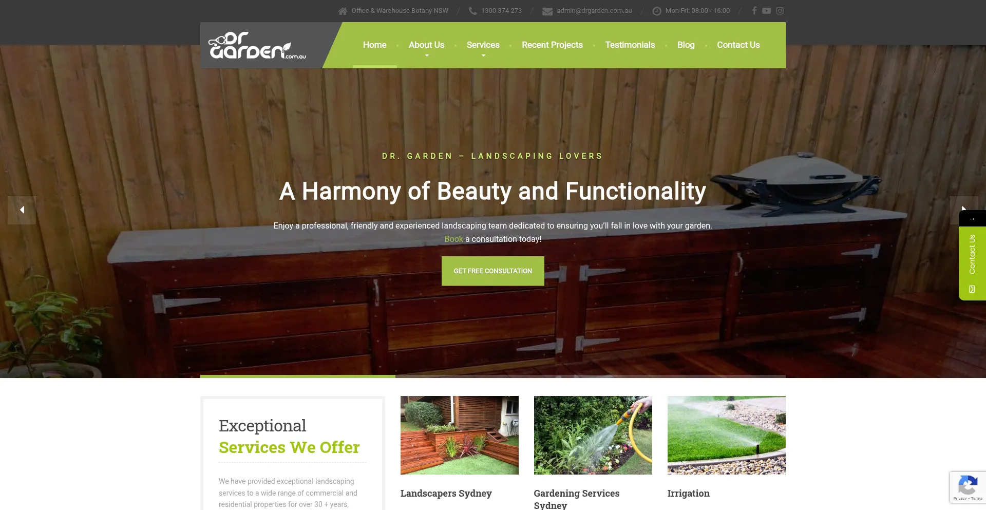 Website screenshot of Drgarden.com.au