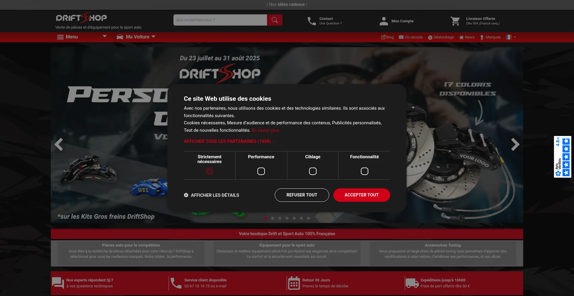 Website screenshot of Driftshop.fr