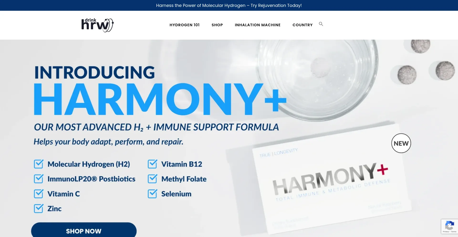 Website screenshot of Drinkhrw.com