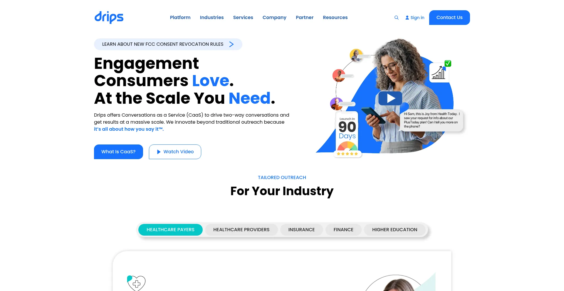 Website screenshot of Drips.com
