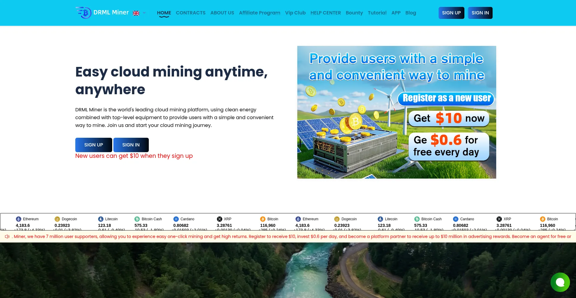 Website screenshot of Drmlminers.com