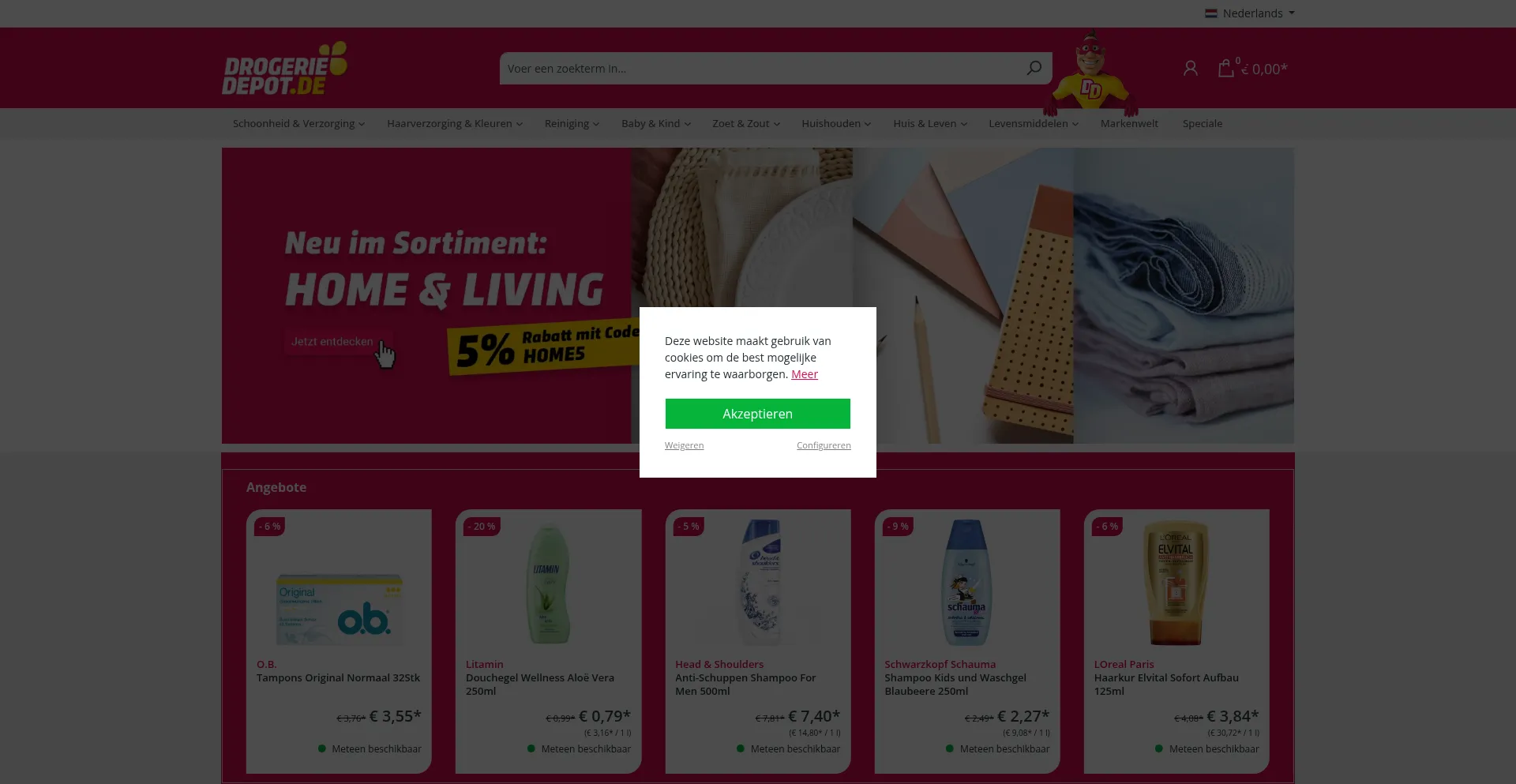 Website screenshot of Drogeriedepot.nl