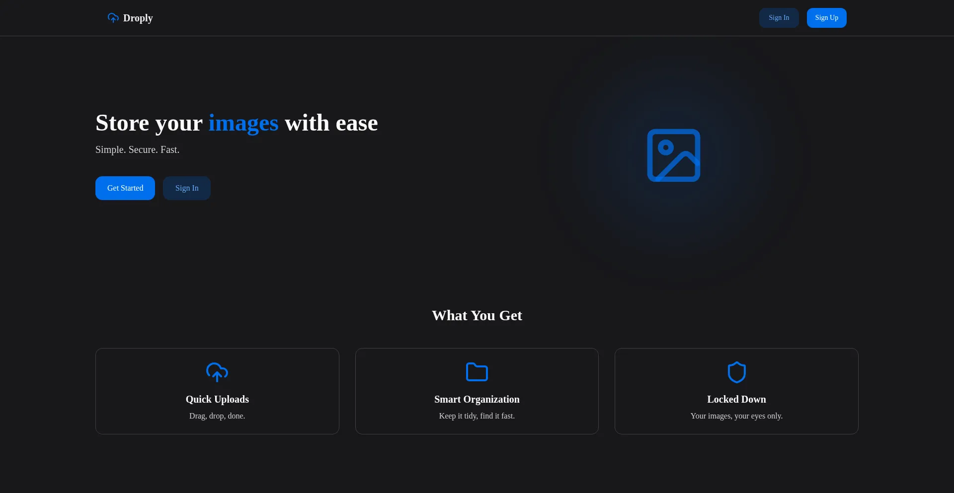 Website screenshot of Droply.komisan.dev