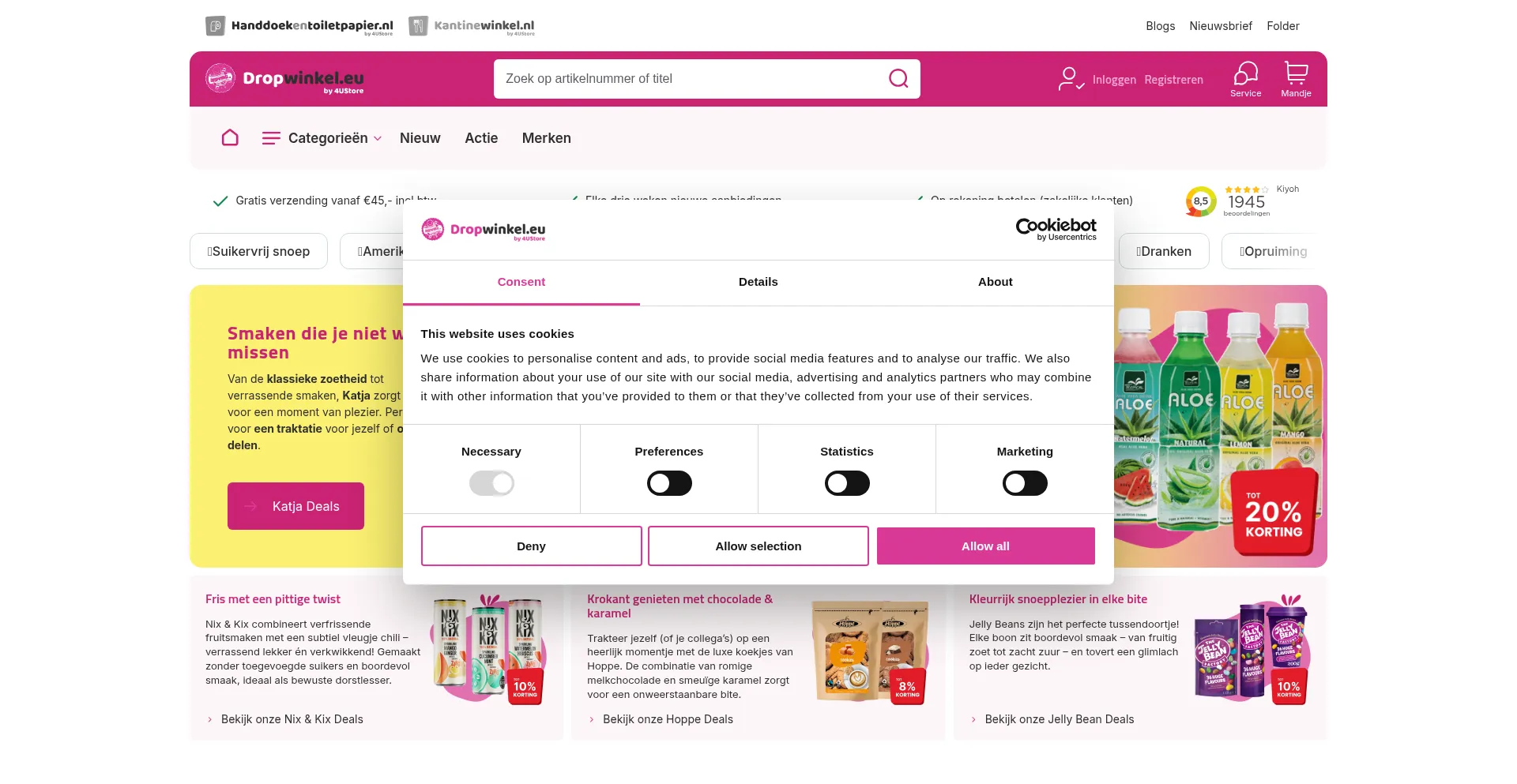 Website screenshot of Dropwinkel.eu