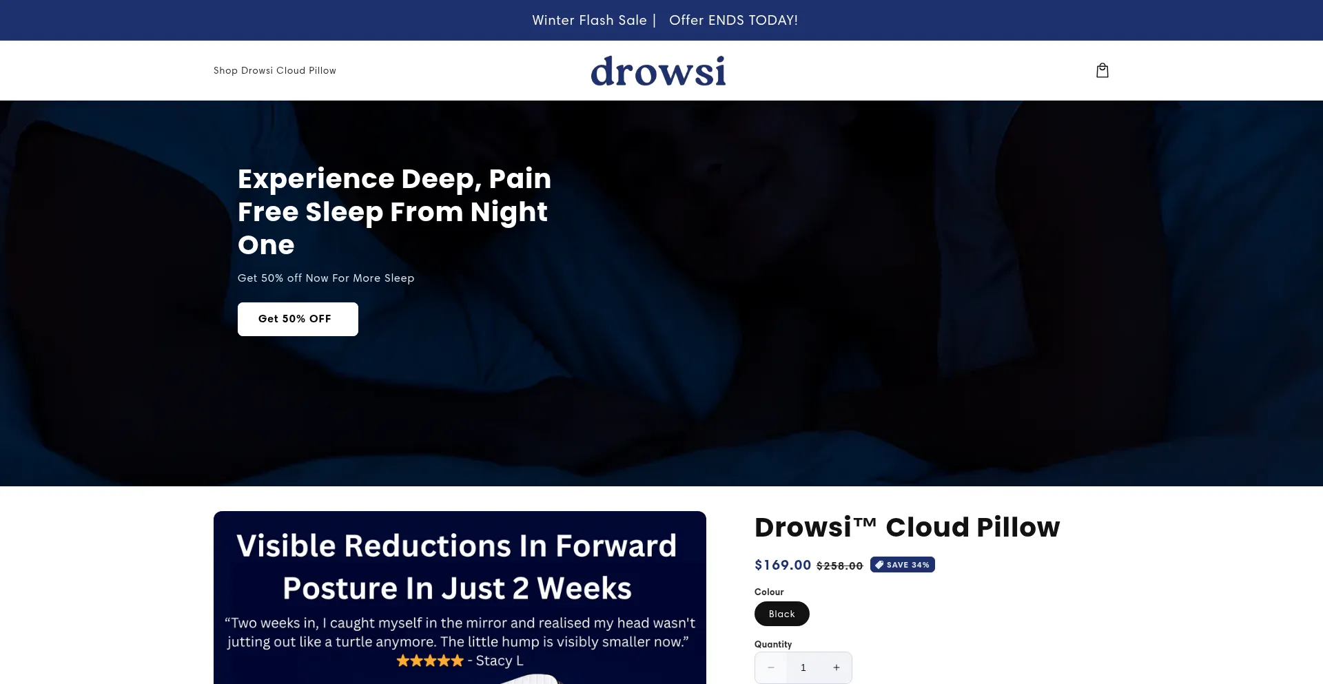 Website screenshot of Drowsi.com.au