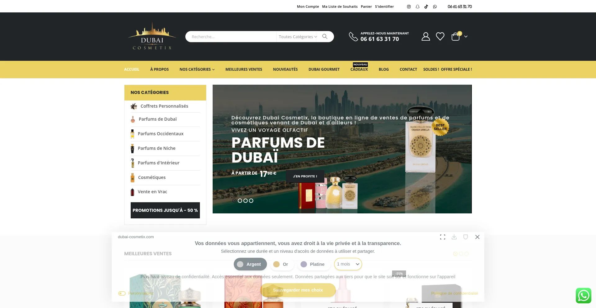 Website screenshot of Dubai-cosmetix.com