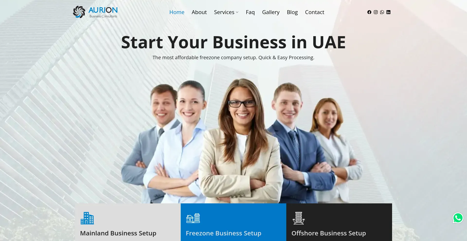 Website screenshot of Dubaifreezonecompany.com