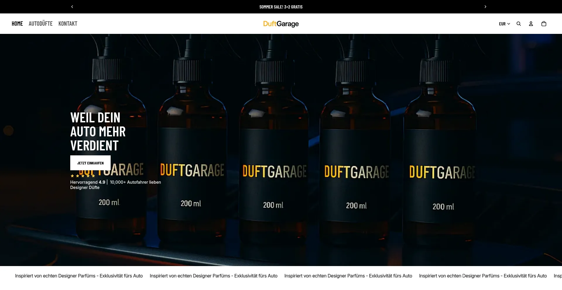 Website screenshot of Duftgarage.de