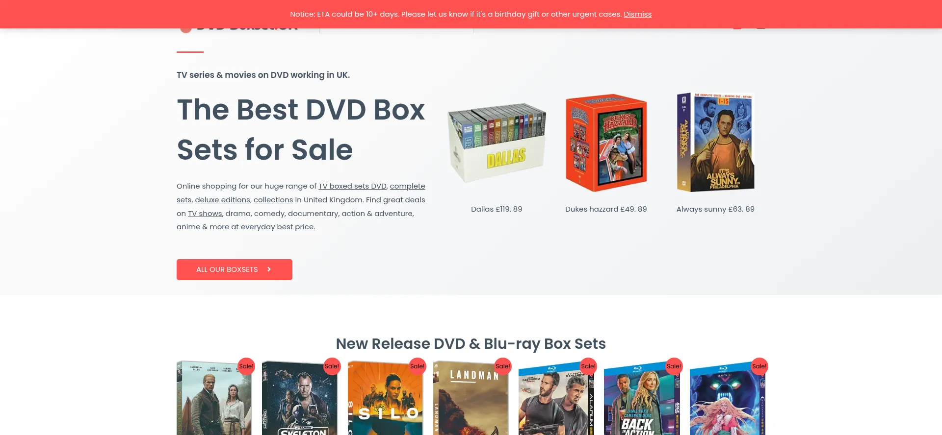 Website screenshot of Dvdboxset.co.uk