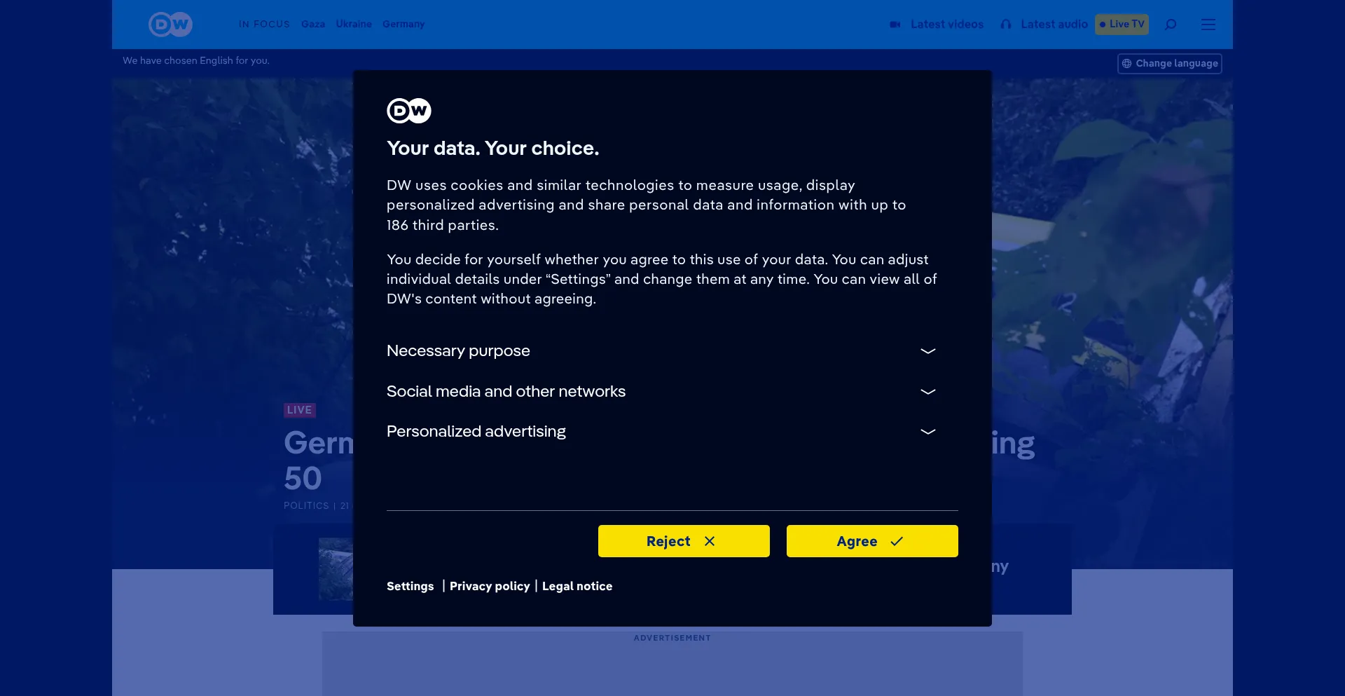 Website screenshot of Dw.com