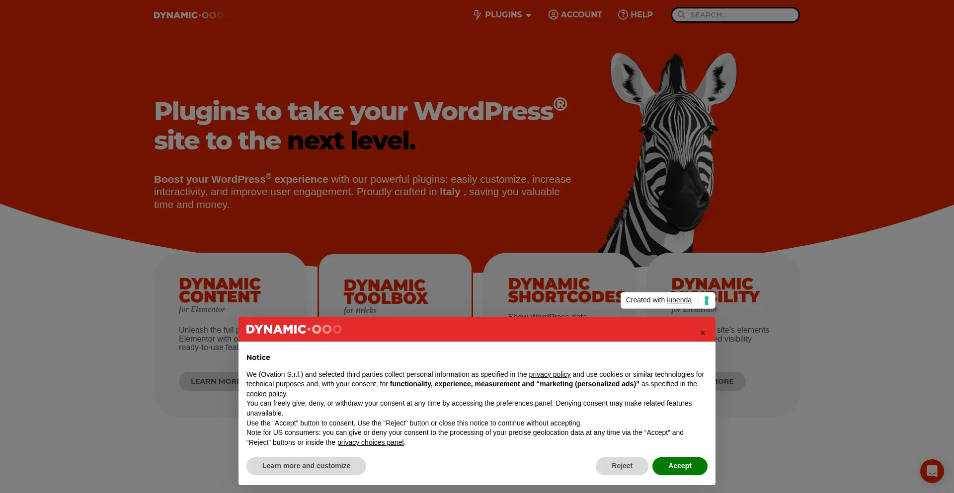 Website screenshot of Dynamic.ooo