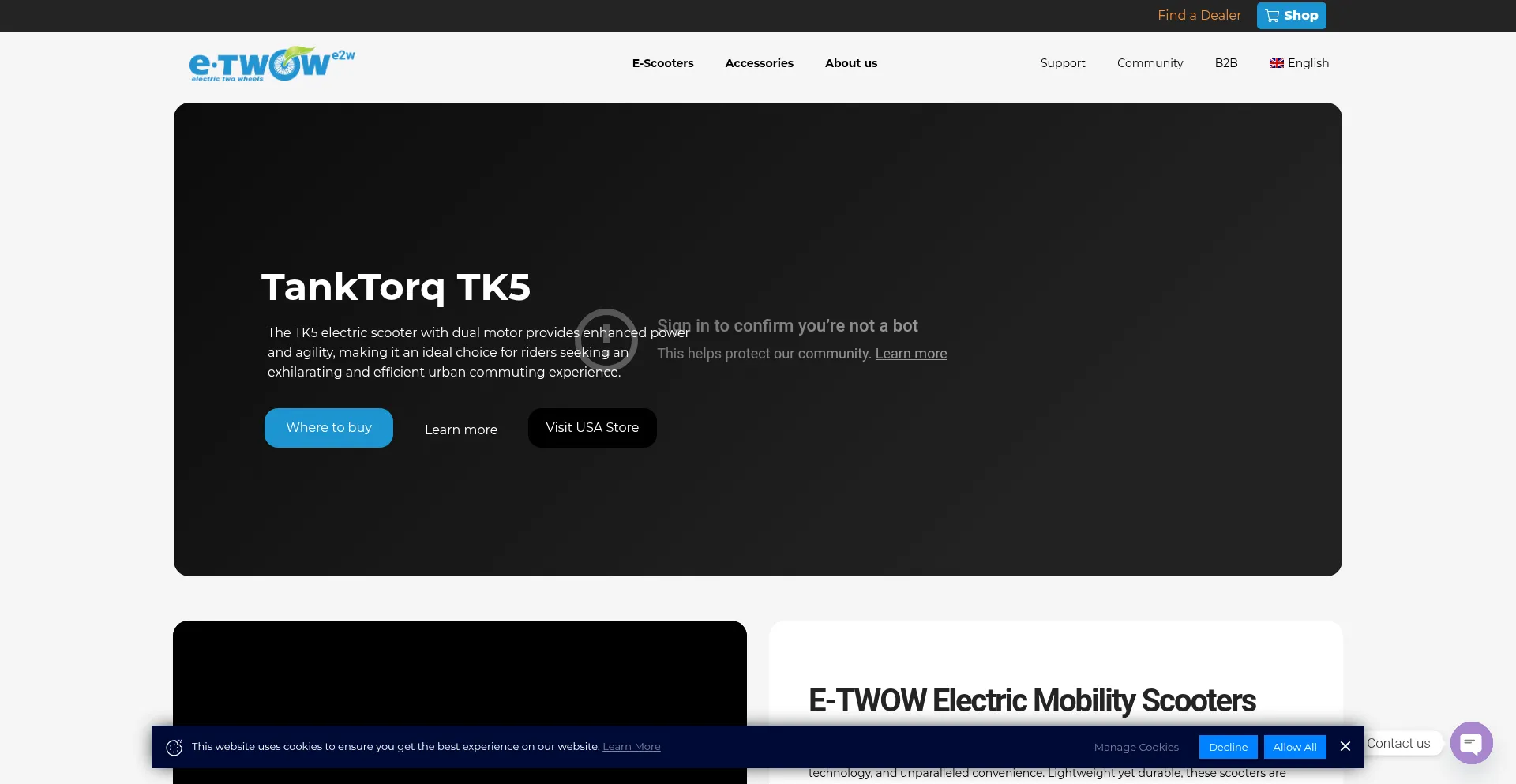 Website screenshot of E-twow.com