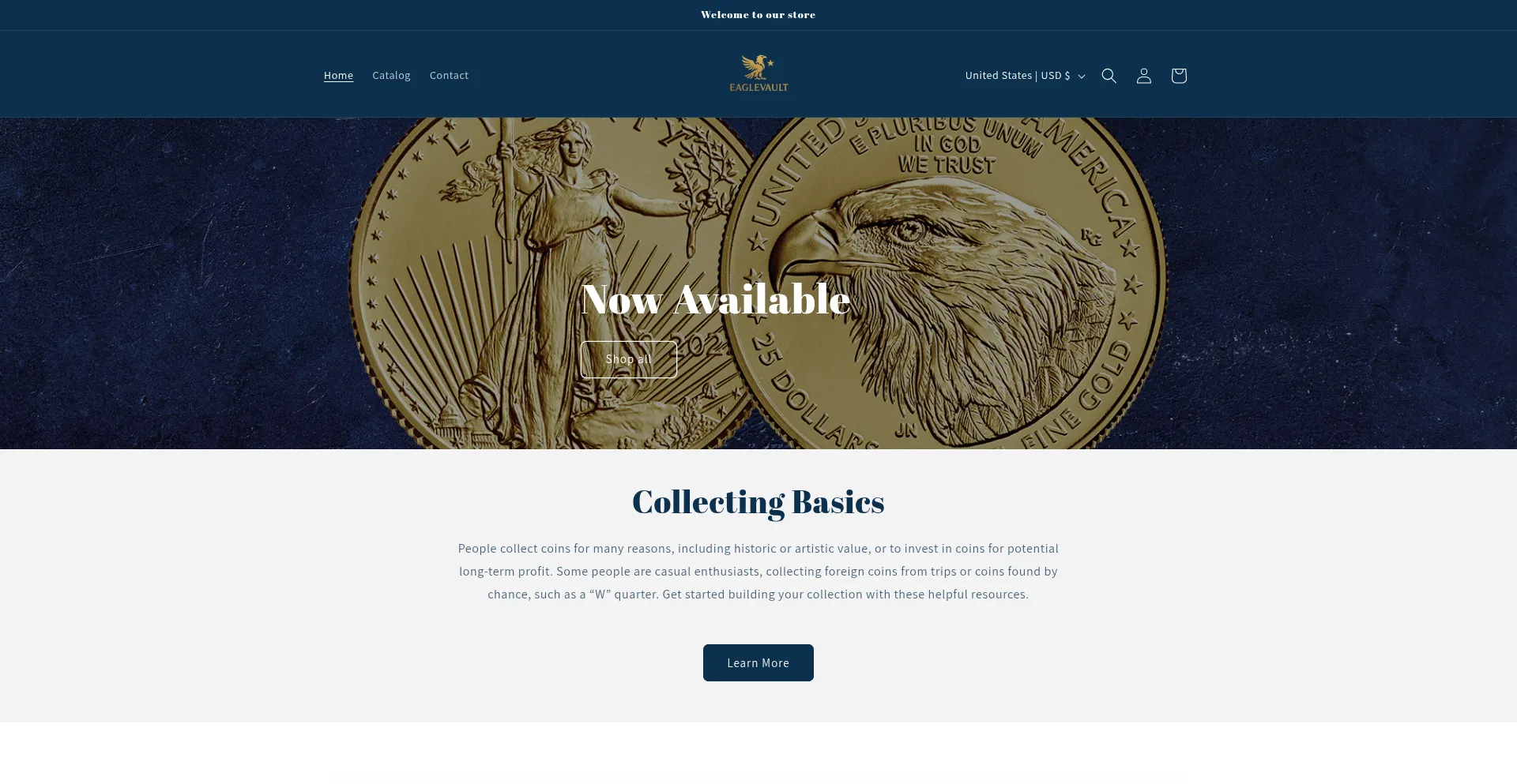 Website screenshot of Eaglevault.us