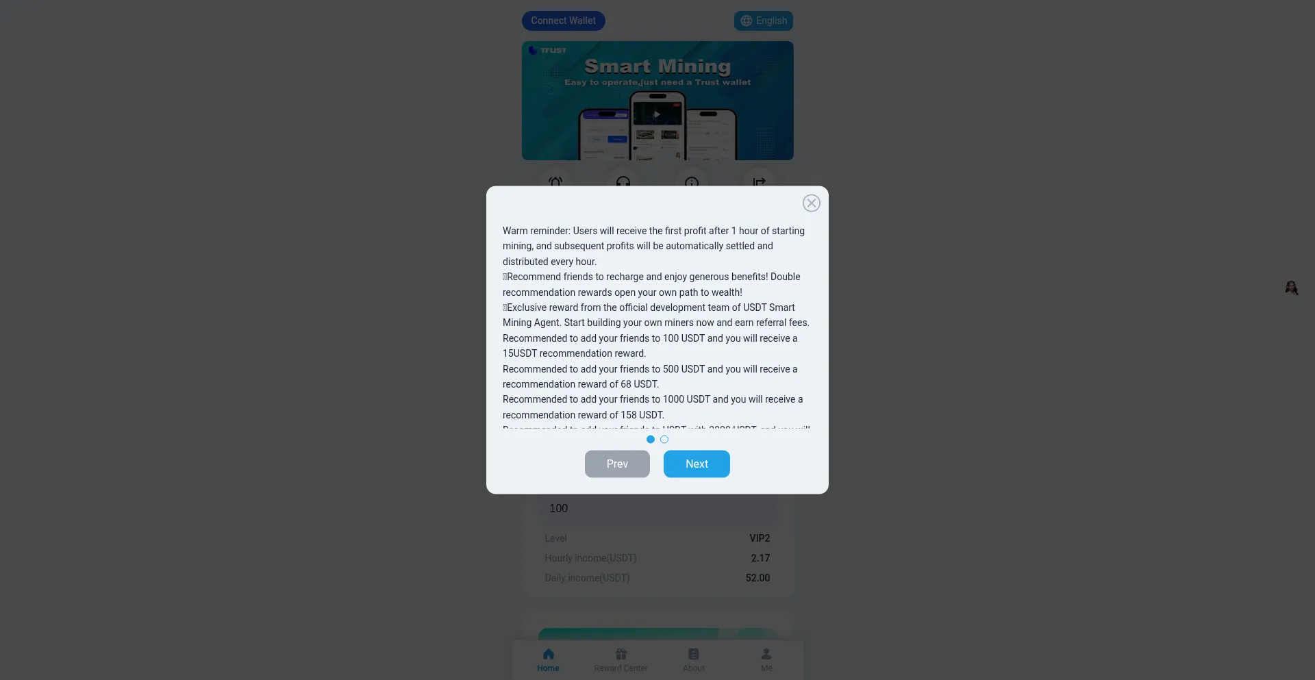 Website screenshot of Earnmoneybymining.com