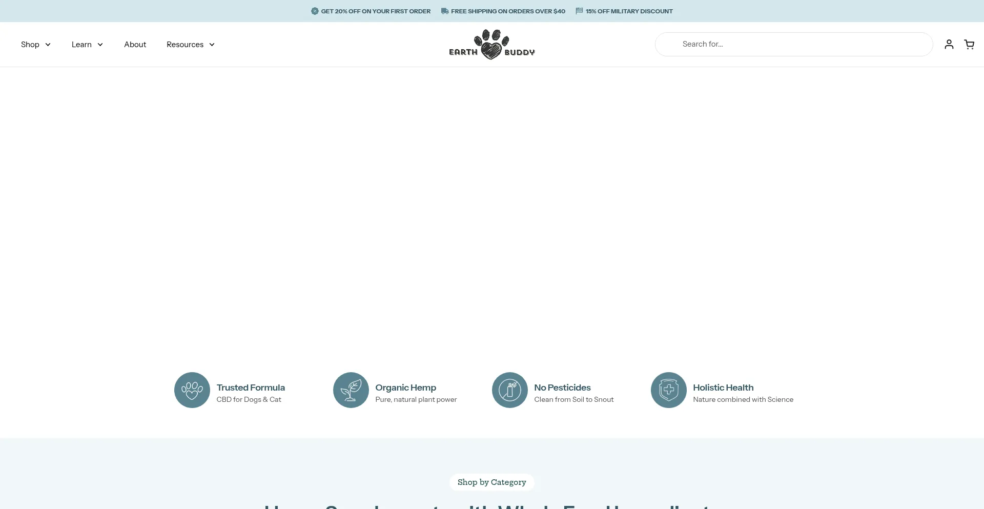 Website screenshot of Earthbuddypet.com