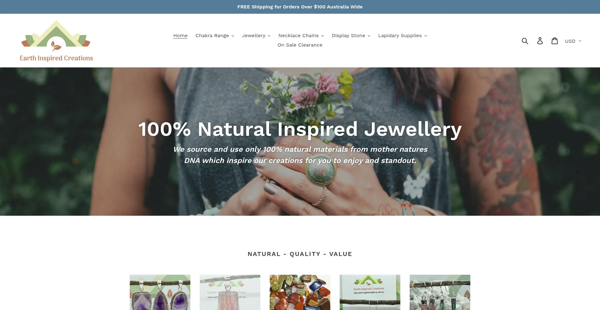 Website screenshot of Earthinspiredcreations.com.au