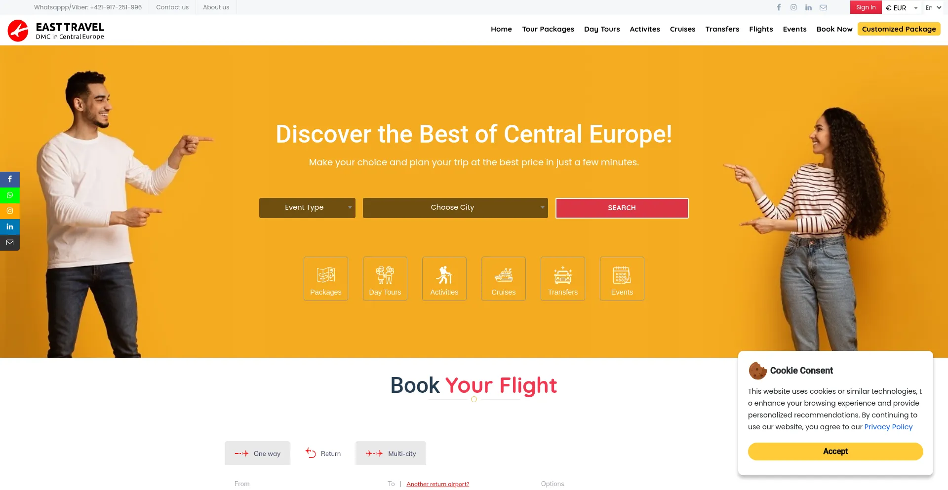 Website screenshot of Eastravels.com
