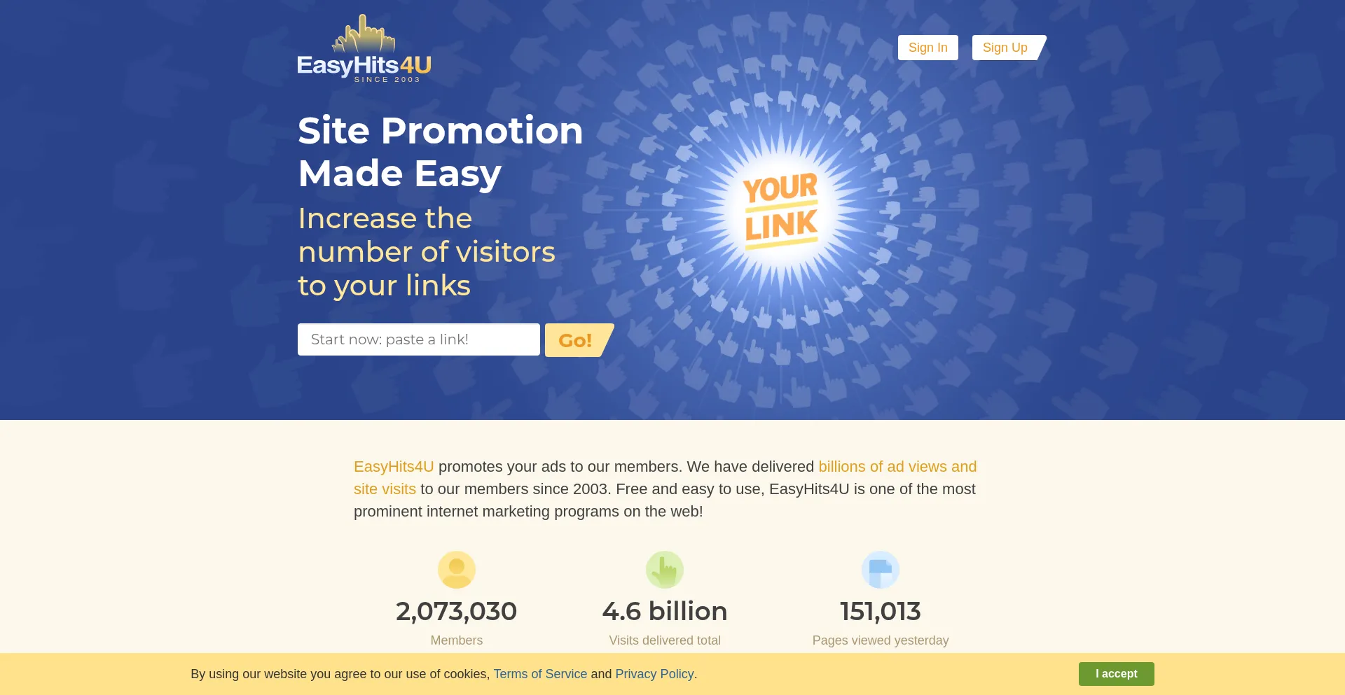 Website screenshot of Easyhits4u.com