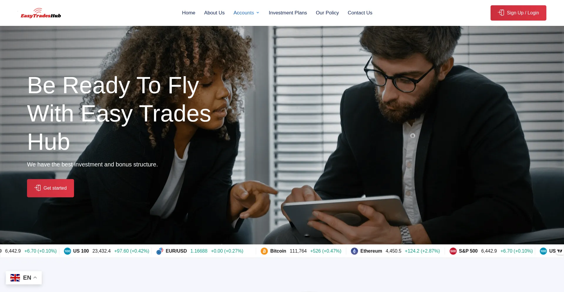 Website screenshot of Easytradeshub.com