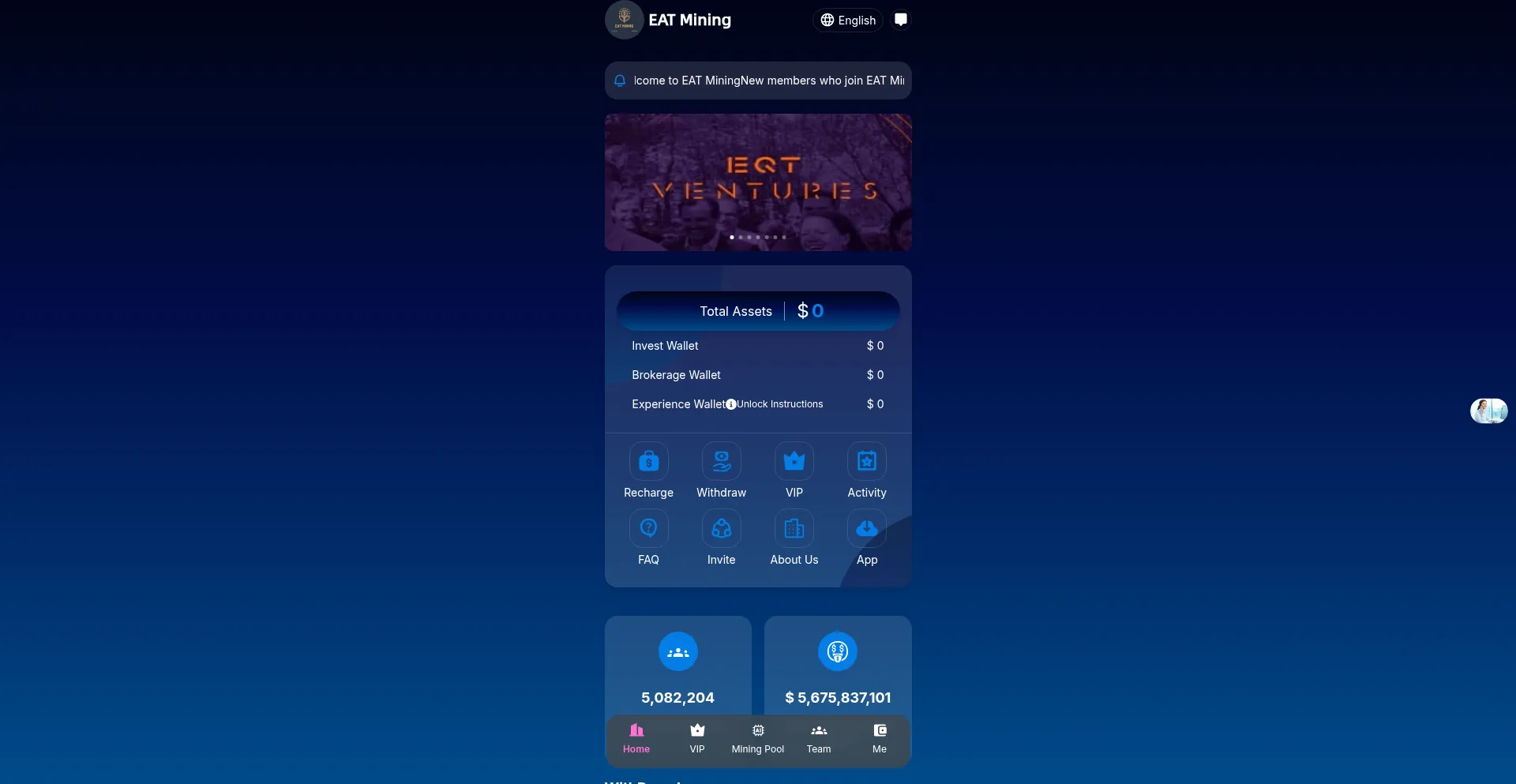 Website screenshot of Eatmining.com