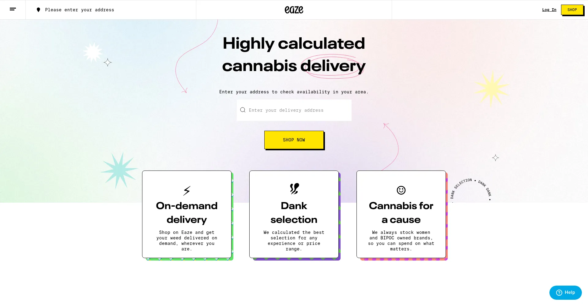 Website screenshot of Eaze.com