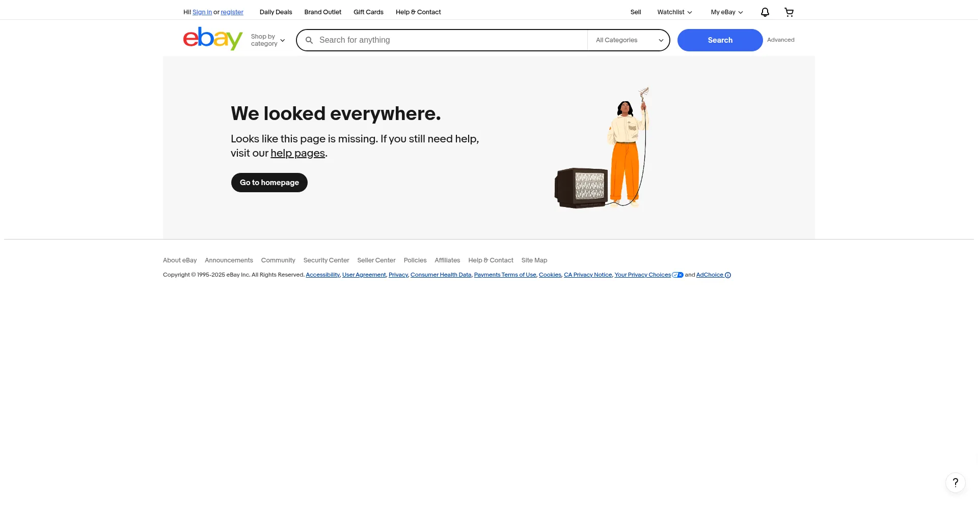 Website screenshot of Ebay.us