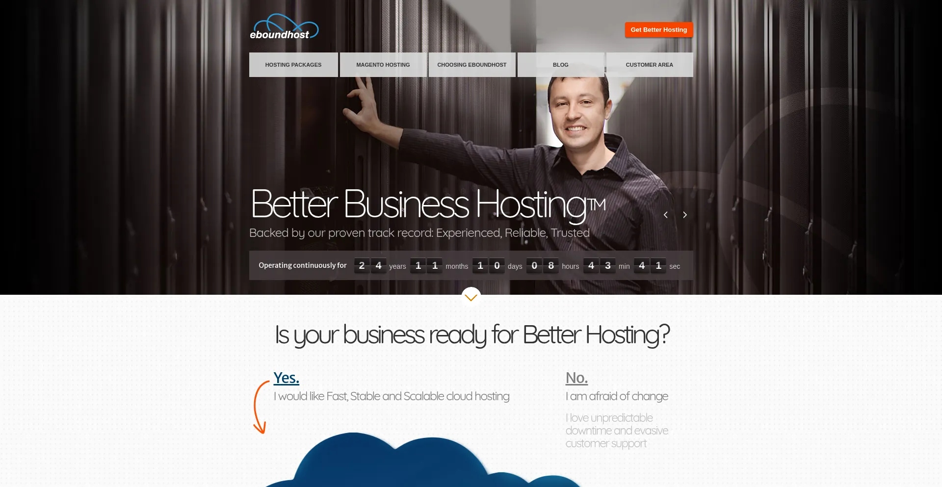 Website screenshot of Eboundhost.com