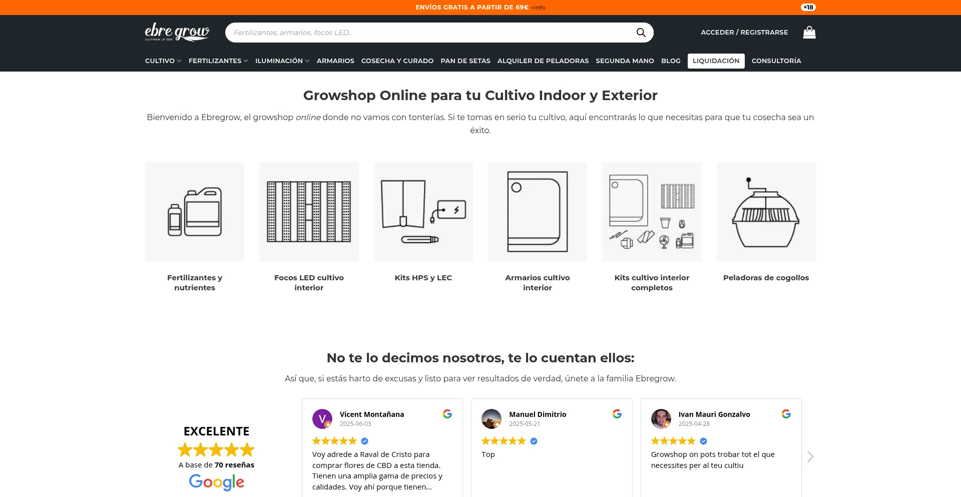 Website screenshot of Ebregrow.es
