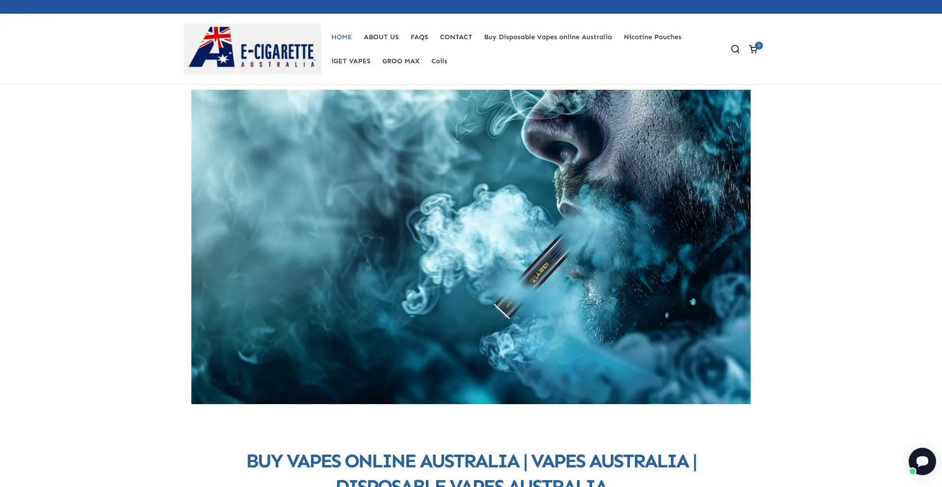 Website screenshot of Ecigarettesshop.com.au