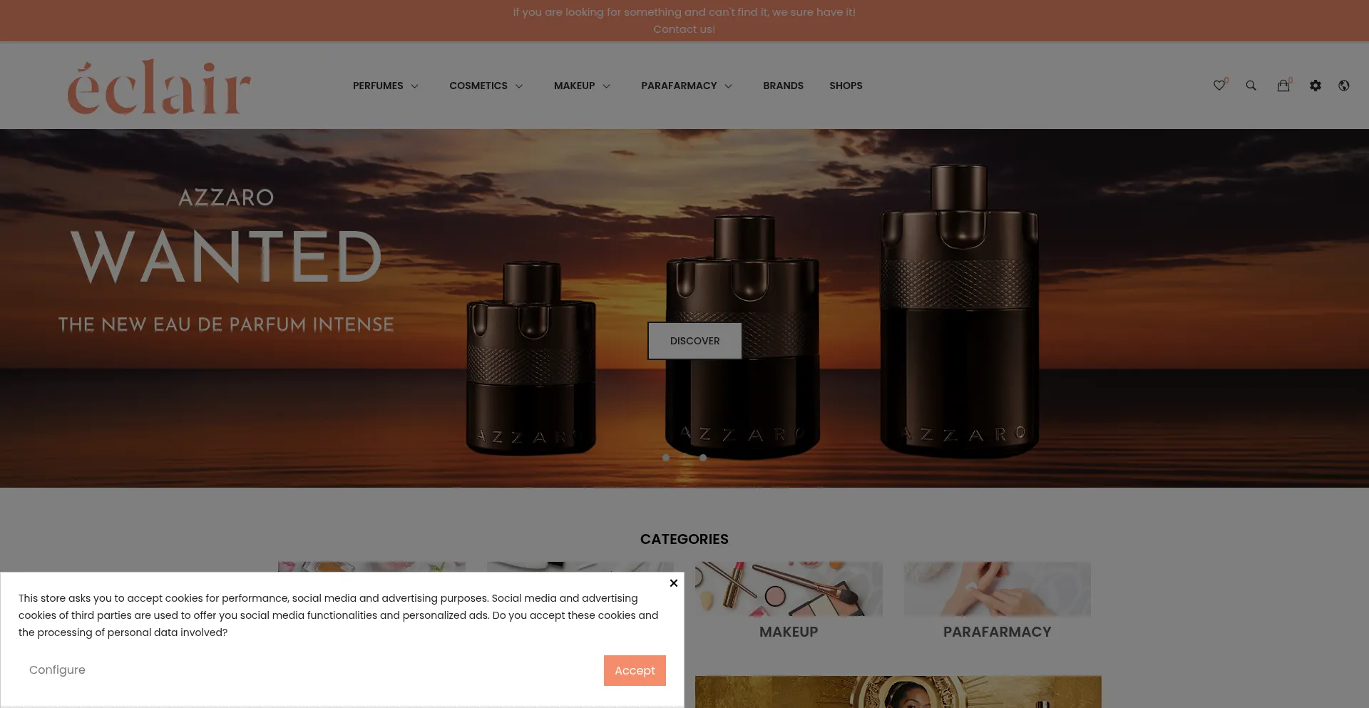 Website screenshot of Eclair-parfumeries.com