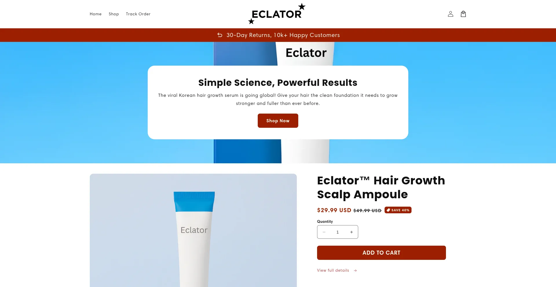 Website screenshot of Eclator.com