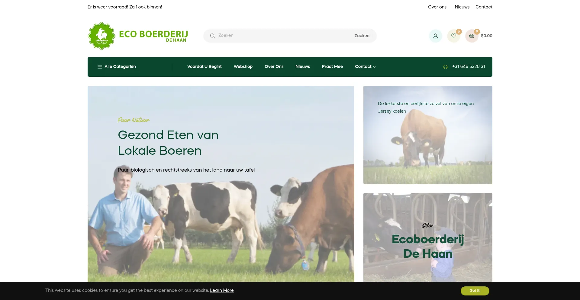 Website screenshot of Ecoboerderij-dehaan.nl