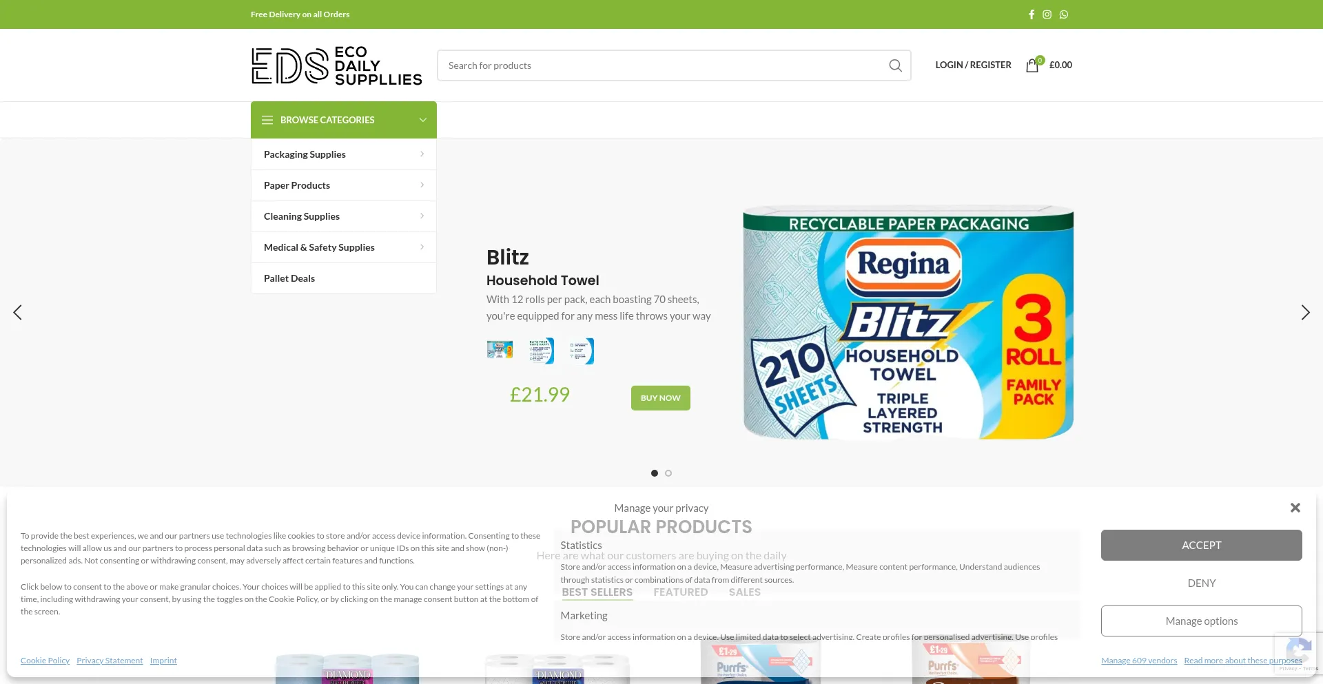 Website screenshot of Ecodailysupplies.com
