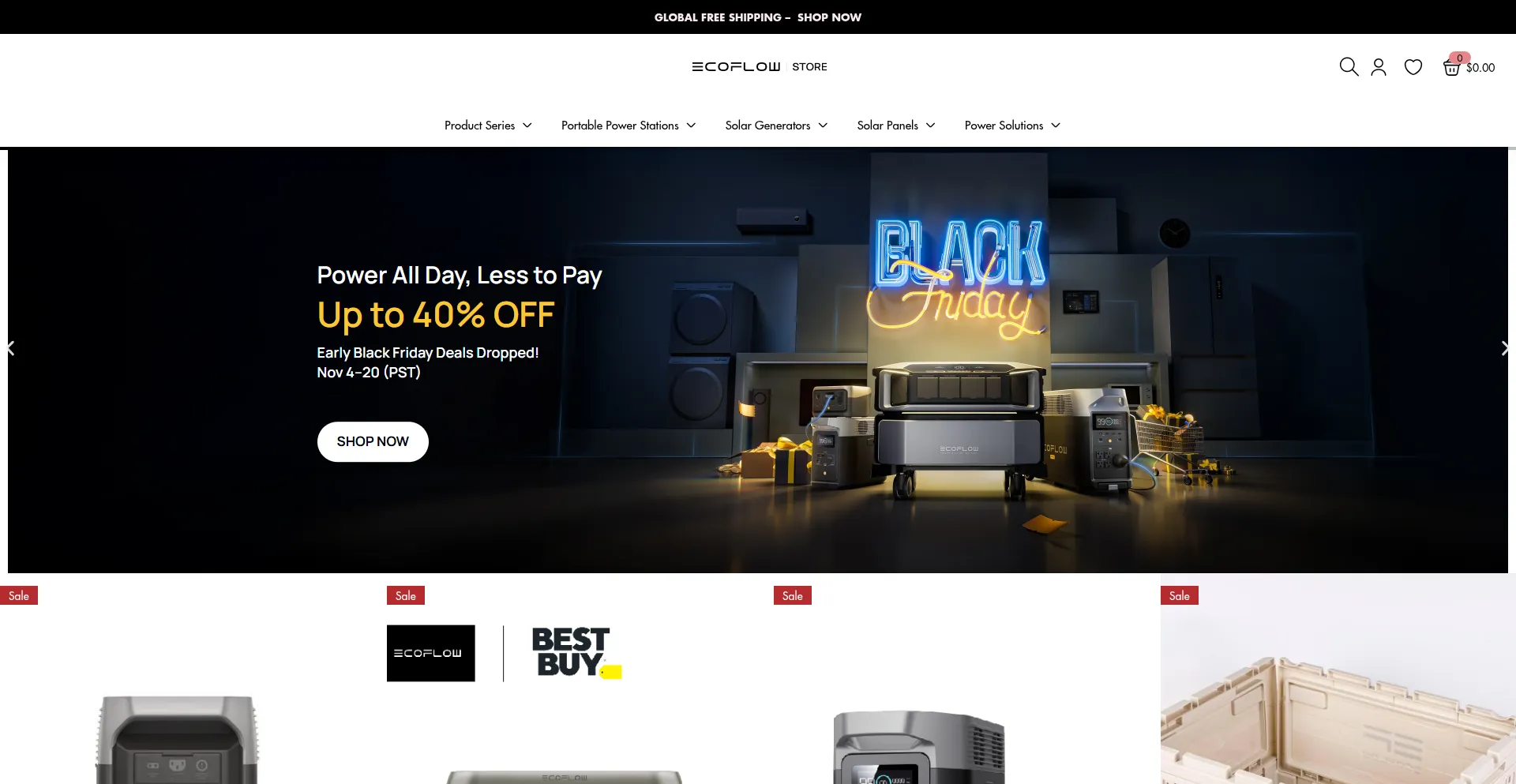 Website screenshot of Ecoflowproducts.com