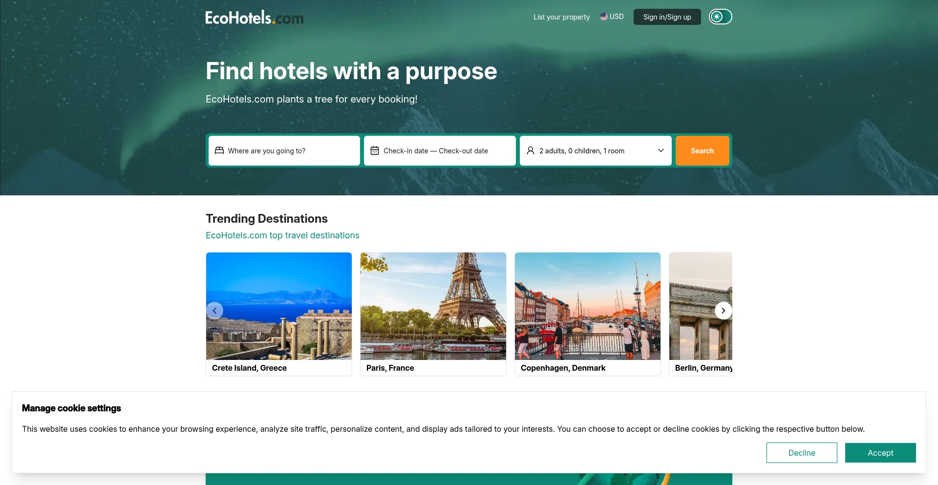 Ecohotels.com Screenshot