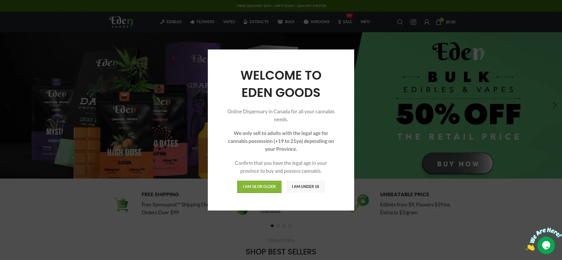 Website screenshot of Edengoods.net