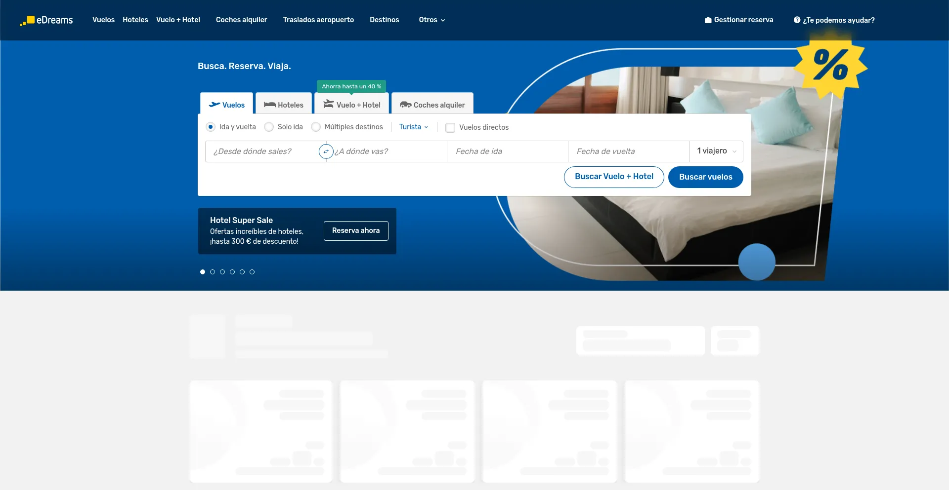 Website screenshot of Edreams.es