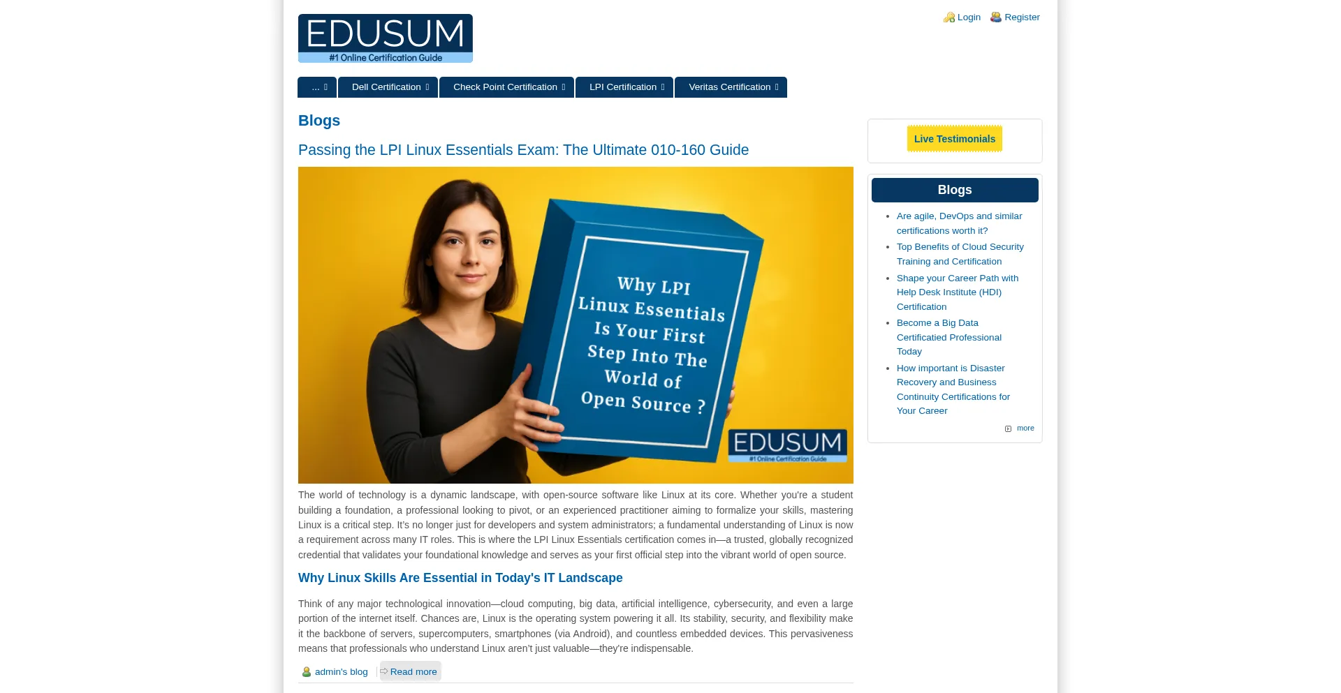 Website screenshot of Edusum.com