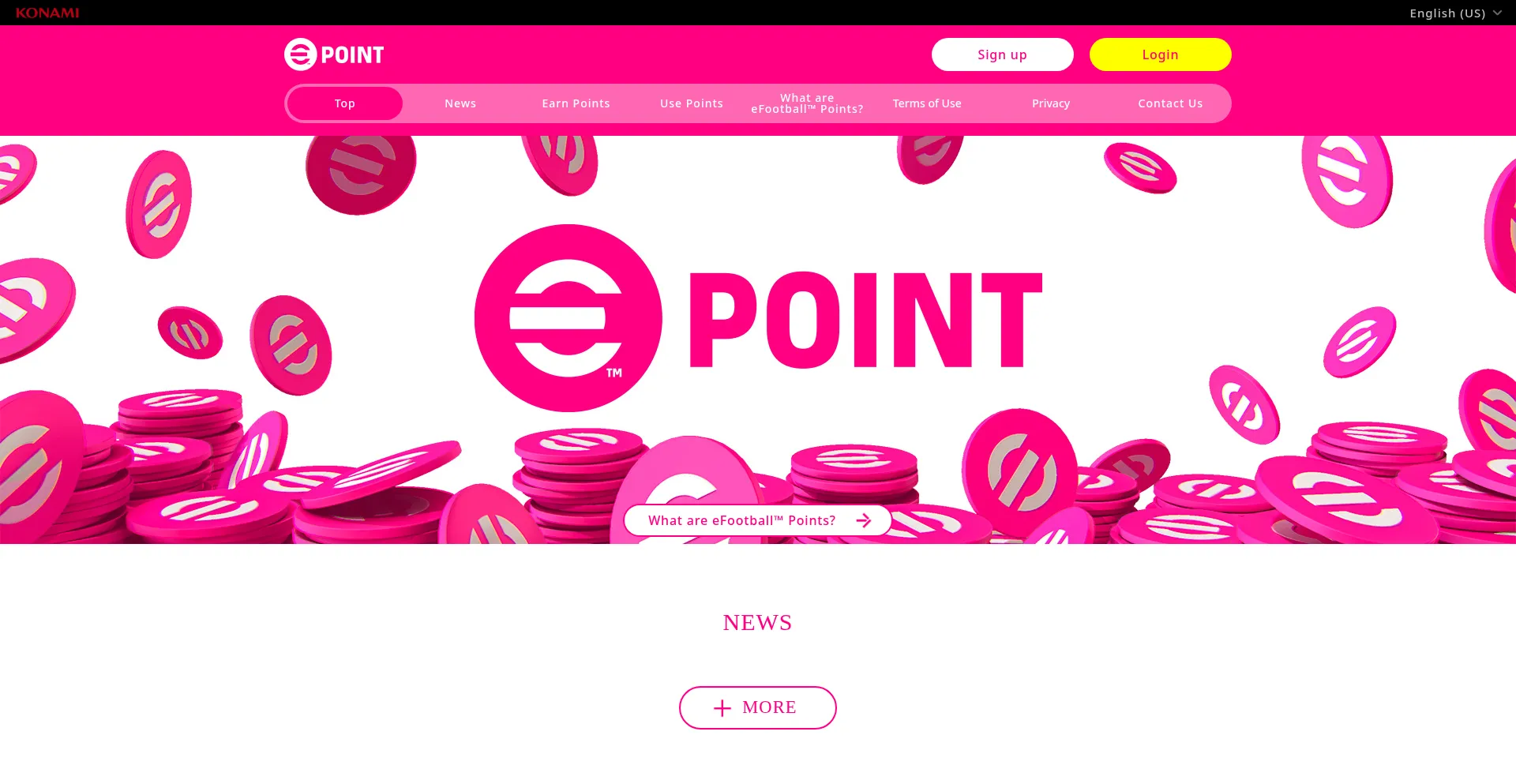 Website screenshot of Efootball-point.konami.net