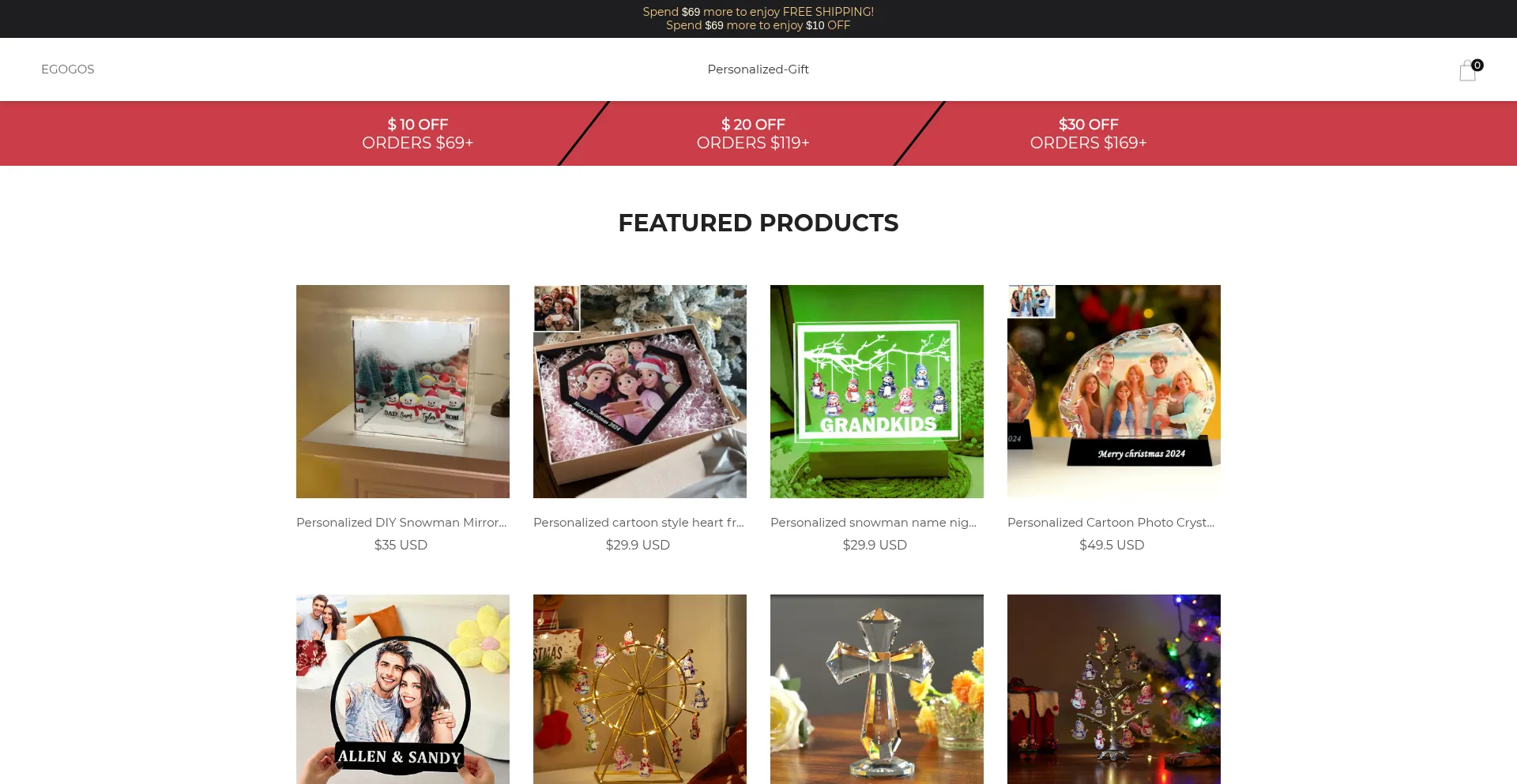 Website screenshot of Egogos.com