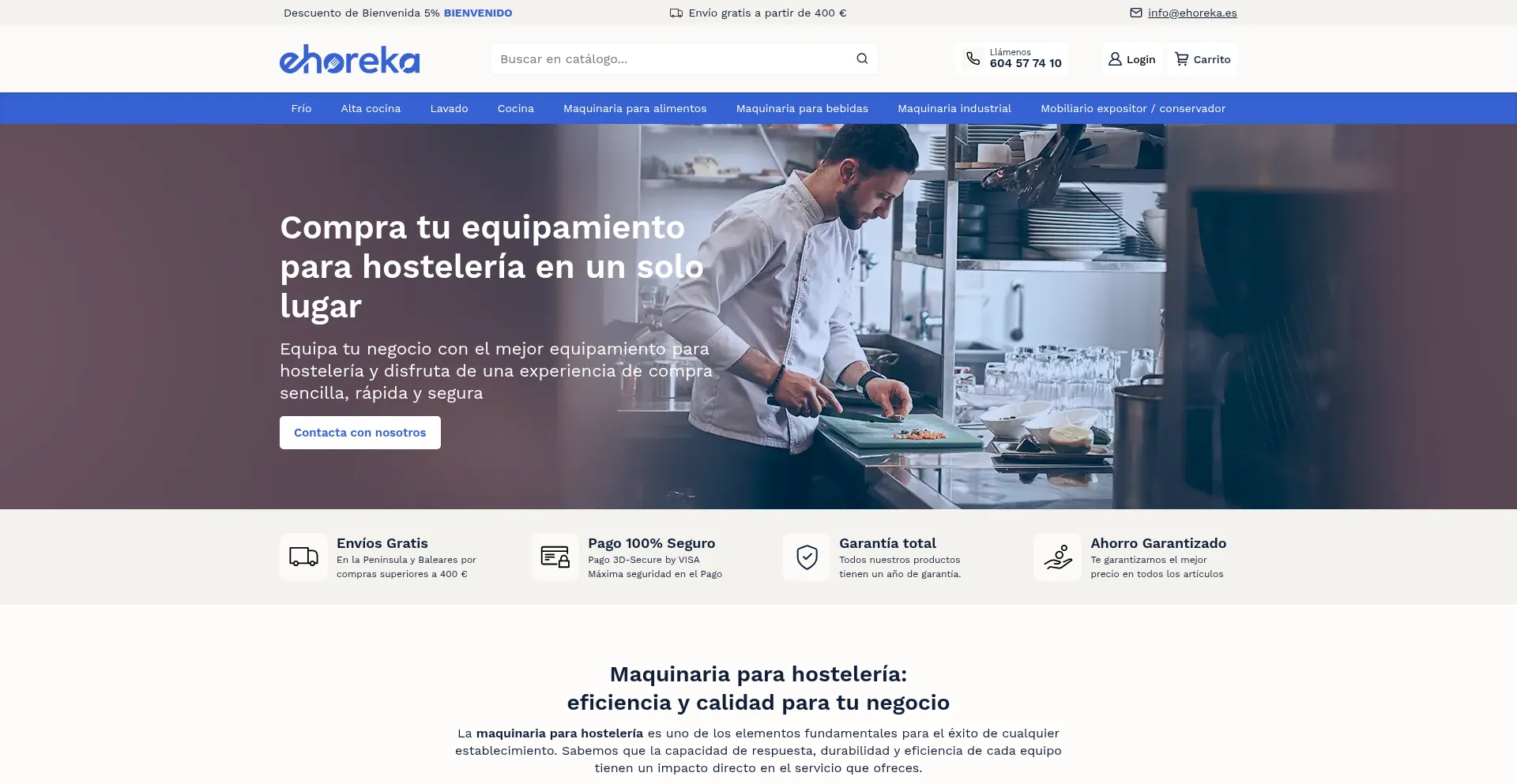 Website screenshot of Ehoreka.es