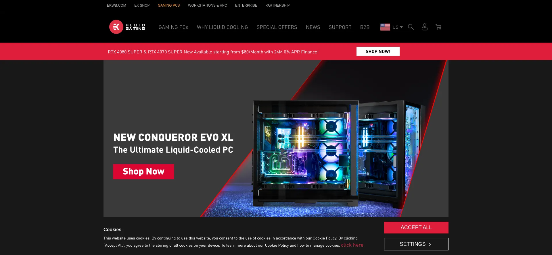 Website screenshot of Ekfluidgaming.com