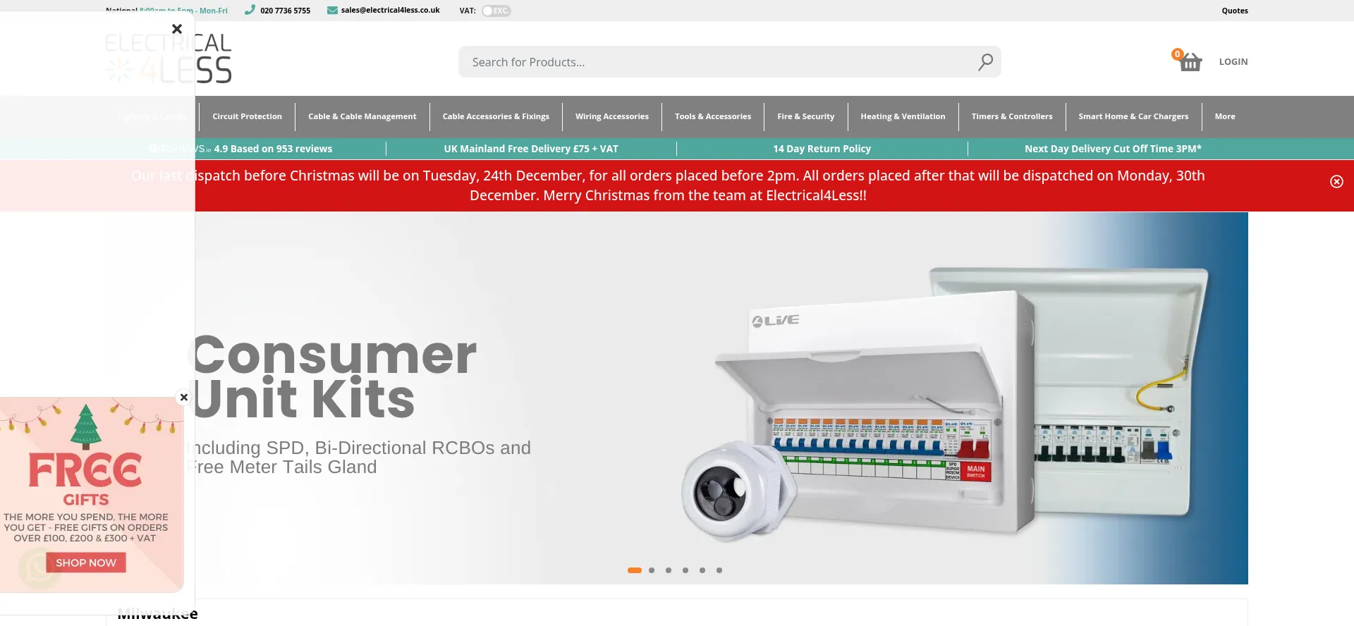 Website screenshot of Electrical4less.co.uk