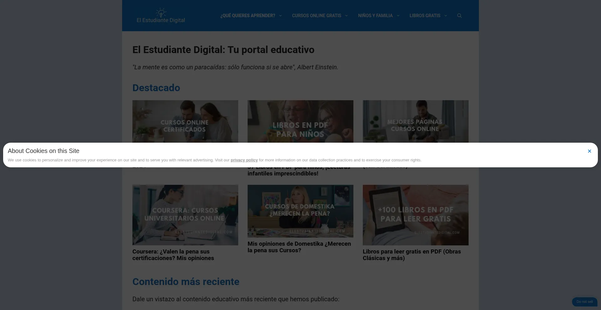 Website screenshot of Elestudiantedigital.com