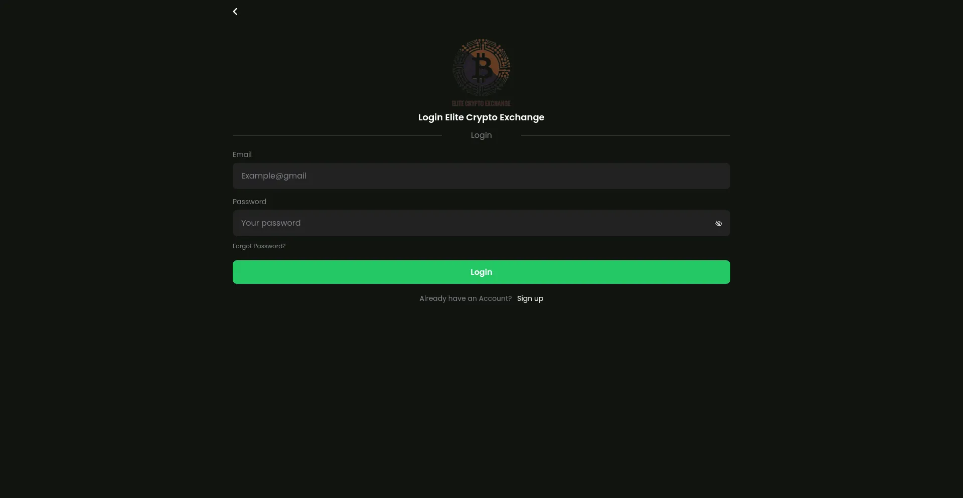 Website screenshot of Elitecryptoexchange.com