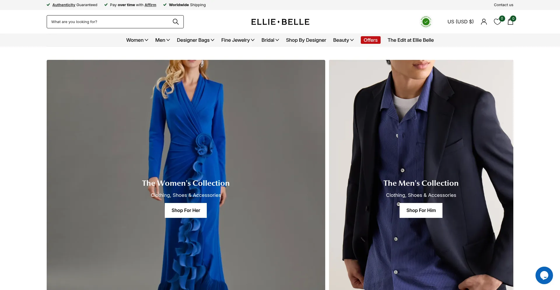 Website screenshot of Elliebelle.com