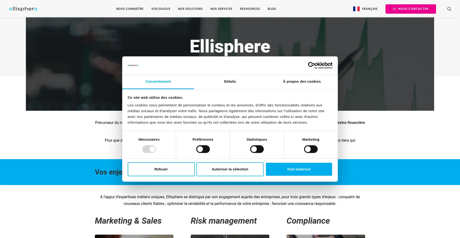Website screenshot of Ellisphere.fr
