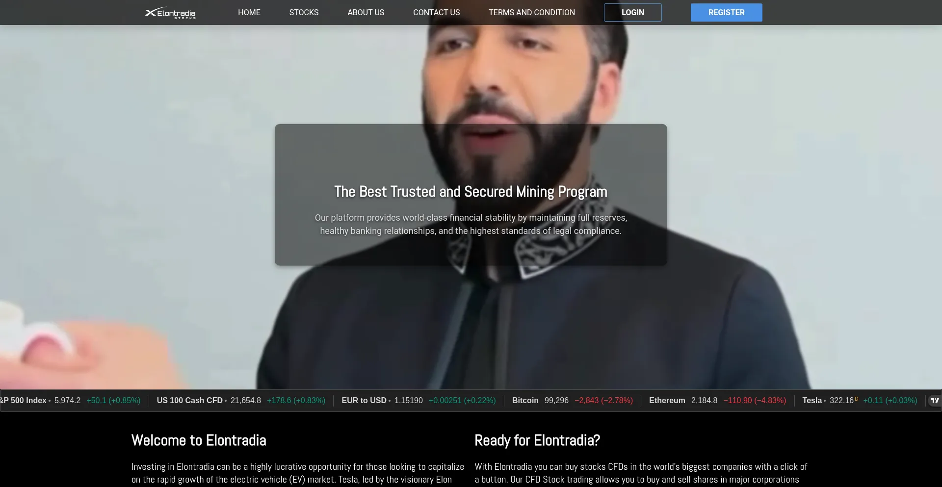 Website screenshot of Elontradia.online