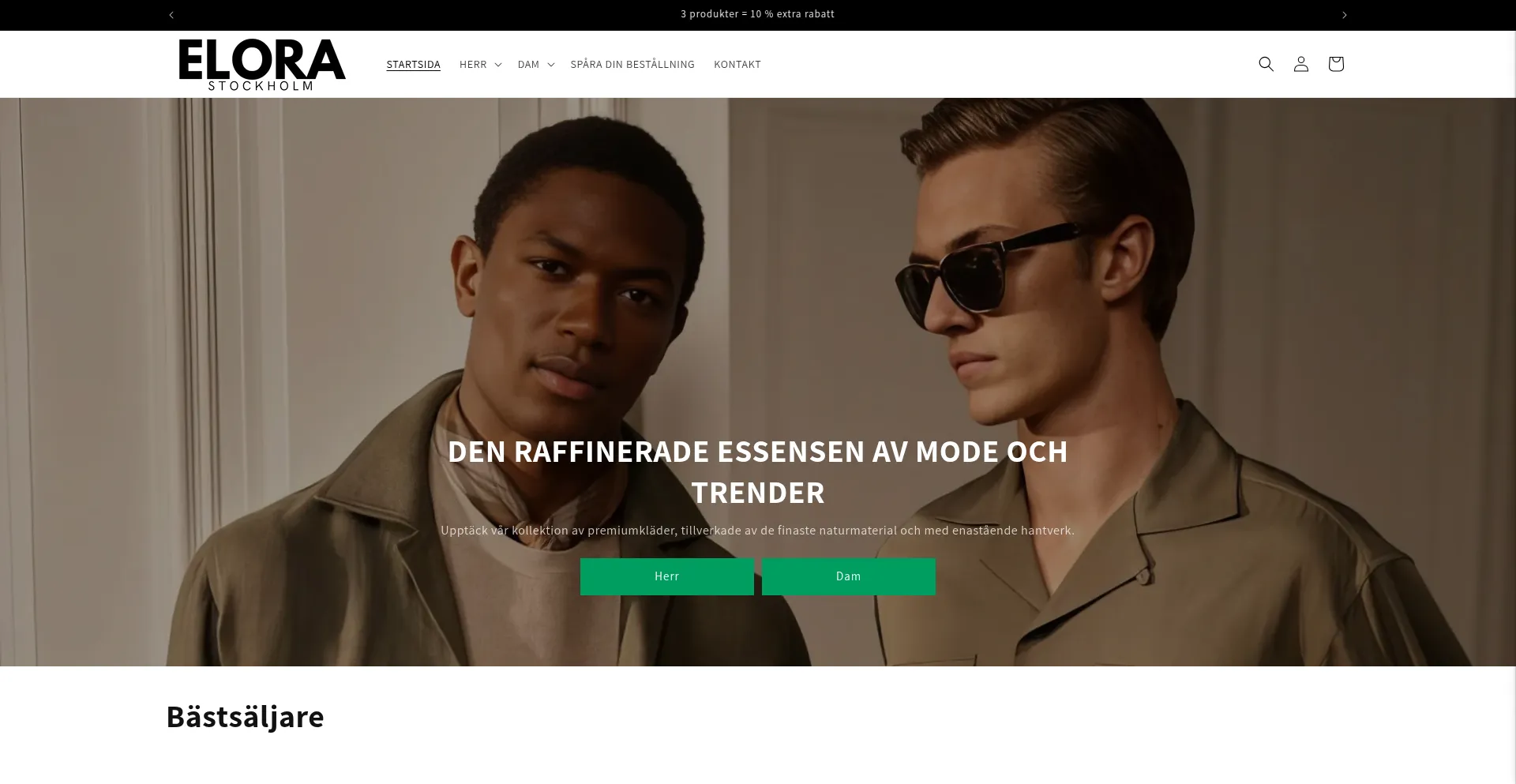 Website screenshot of Elora-stockholm.com