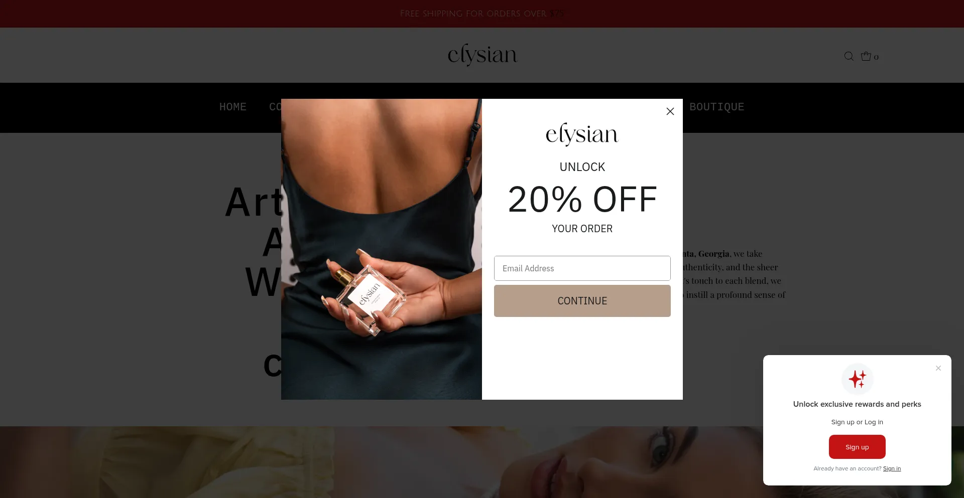 Website screenshot of Elysianparfum.com